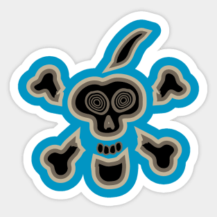 Black skull with grey outlines Sticker